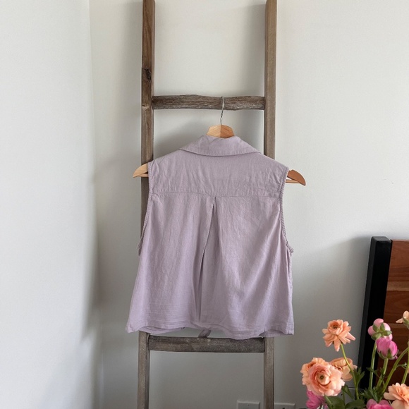 Lilac Linen blend sleeveless tie front blouse - Simons Twik - Picture 4 of 7